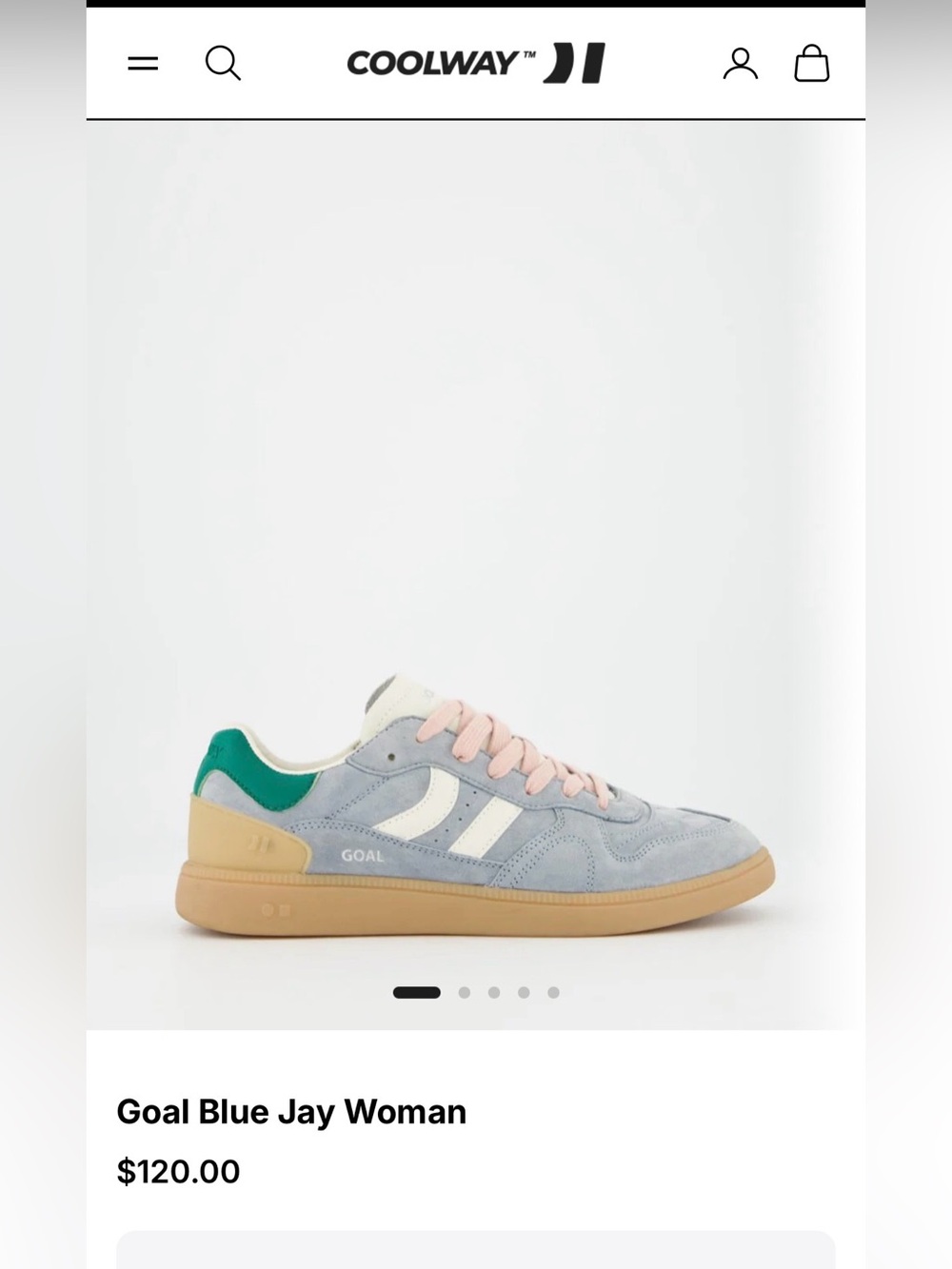 NWOT-Coolway Goal Blue Jay Woman Sneakers in Light Blue with Pink Laces